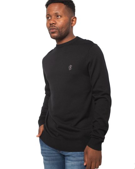 Mens C&J Clothing, Clarence-Wool-Brend-Crew, Black Jersey