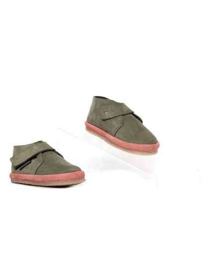 Infants Grasshoppers, Leather Kiddo, Casual Olive Velcro