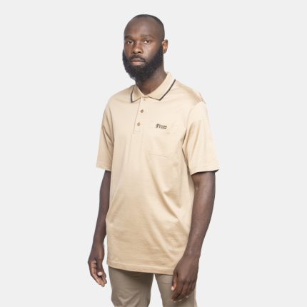 Mens C&J Clothing, Charleston-Short-Sleeve, Camel Golfer