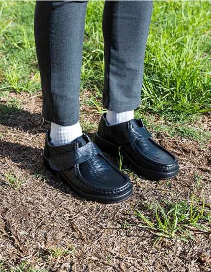 Youth Grasshoppers, Leather Hornsby, Casual Black Velcro
