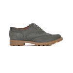 Ladies Grasshoppers, Leather Iris, Casual Charcoal Lace Up