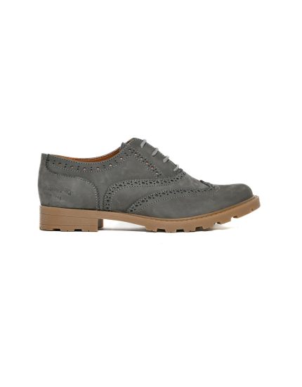 Ladies Grasshoppers, Leather Iris, Casual Charcoal Lace Up