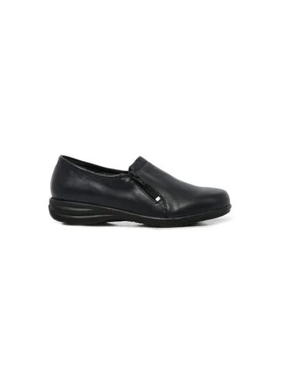 Ladies Young Klinik, Leather Jane, Casual Navy Slip On